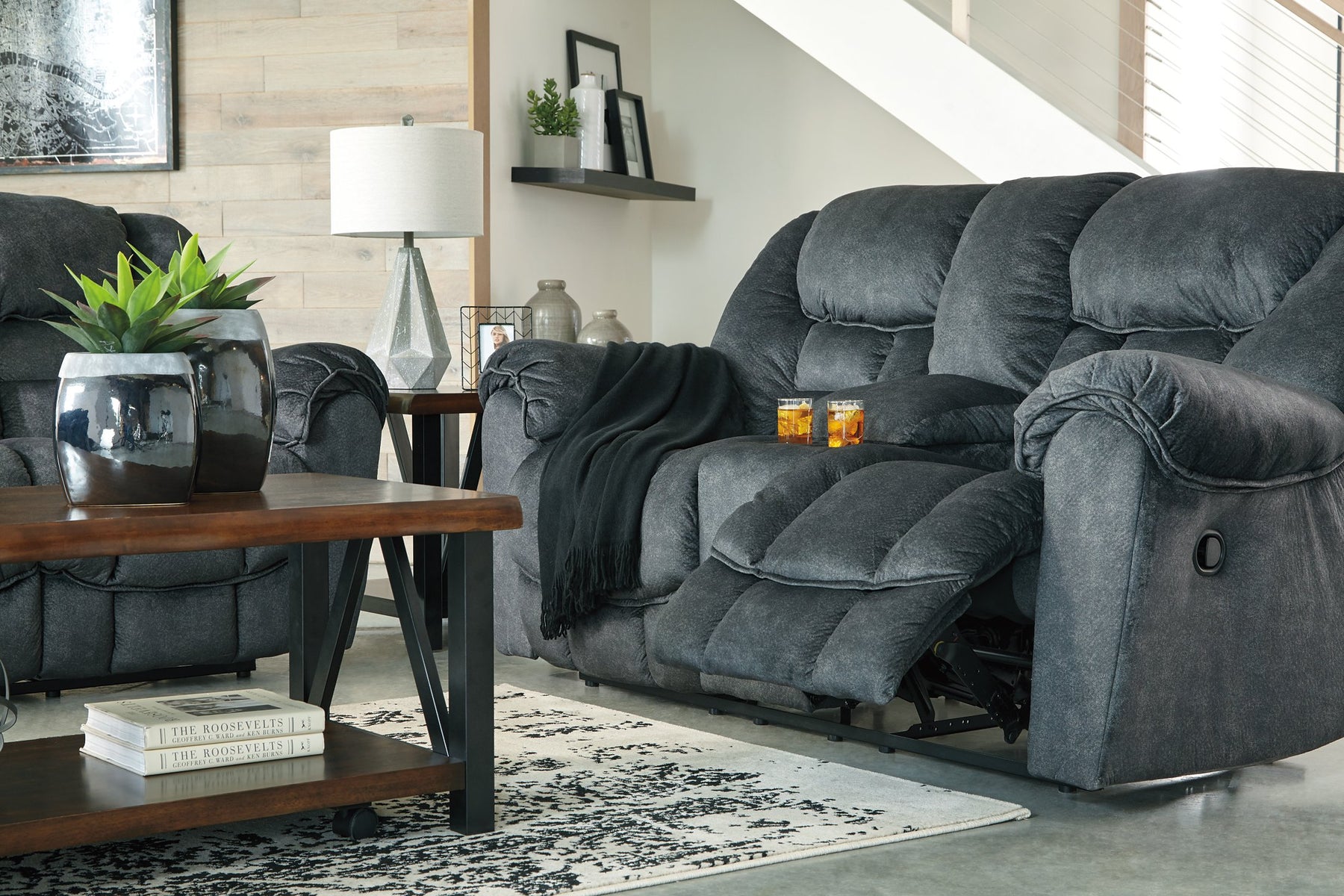 Capehorn Reclining Loveseat with Console - Half Price Furniture