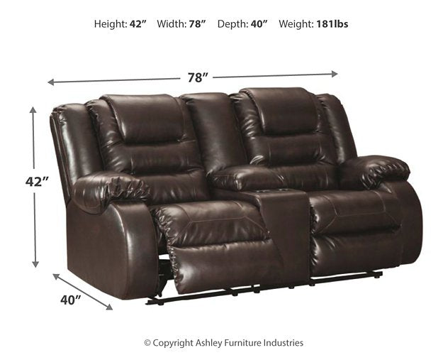 Vacherie Reclining Loveseat with Console - Half Price Furniture