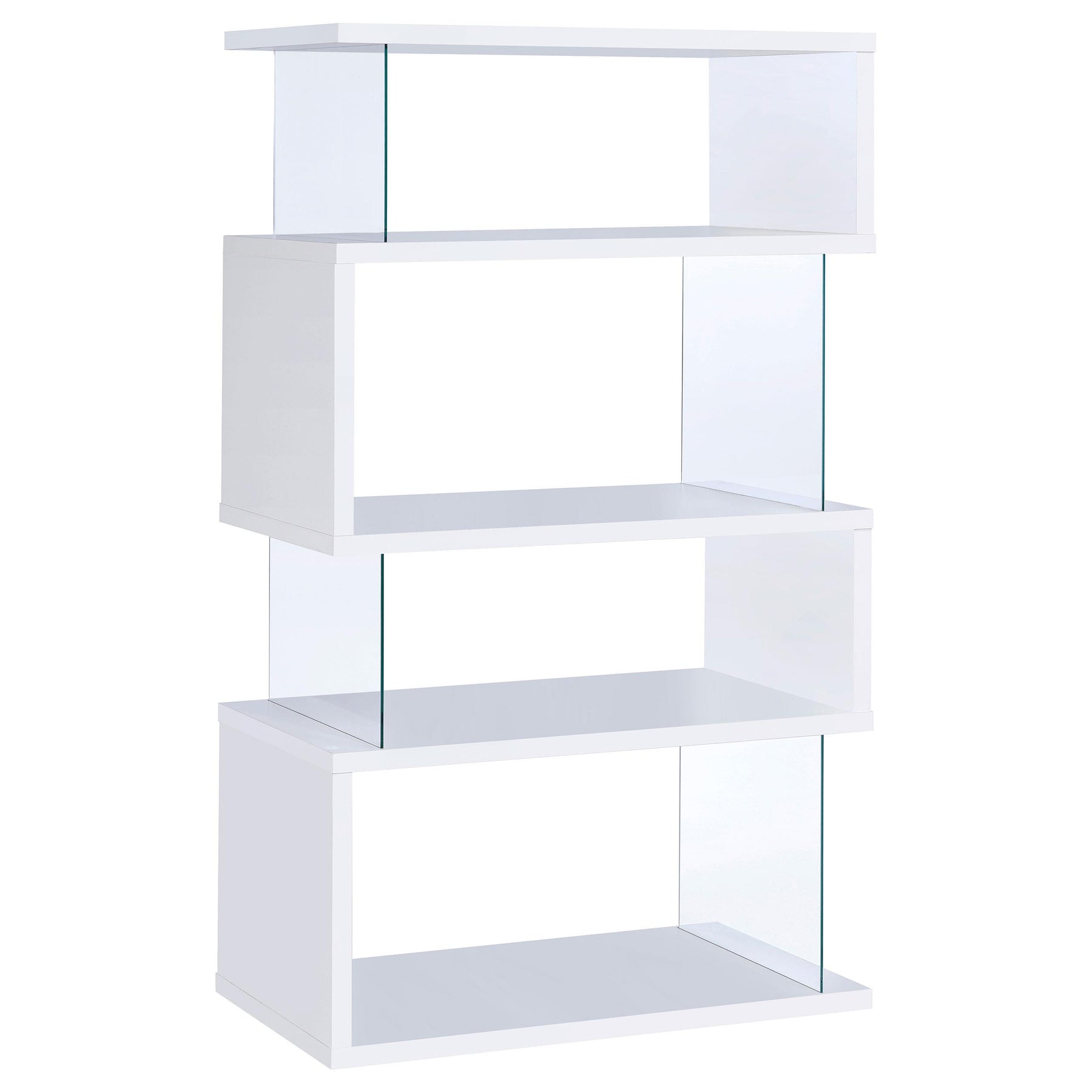 Emelle 4-tier Bookcase White and Clear Half Price Furniture