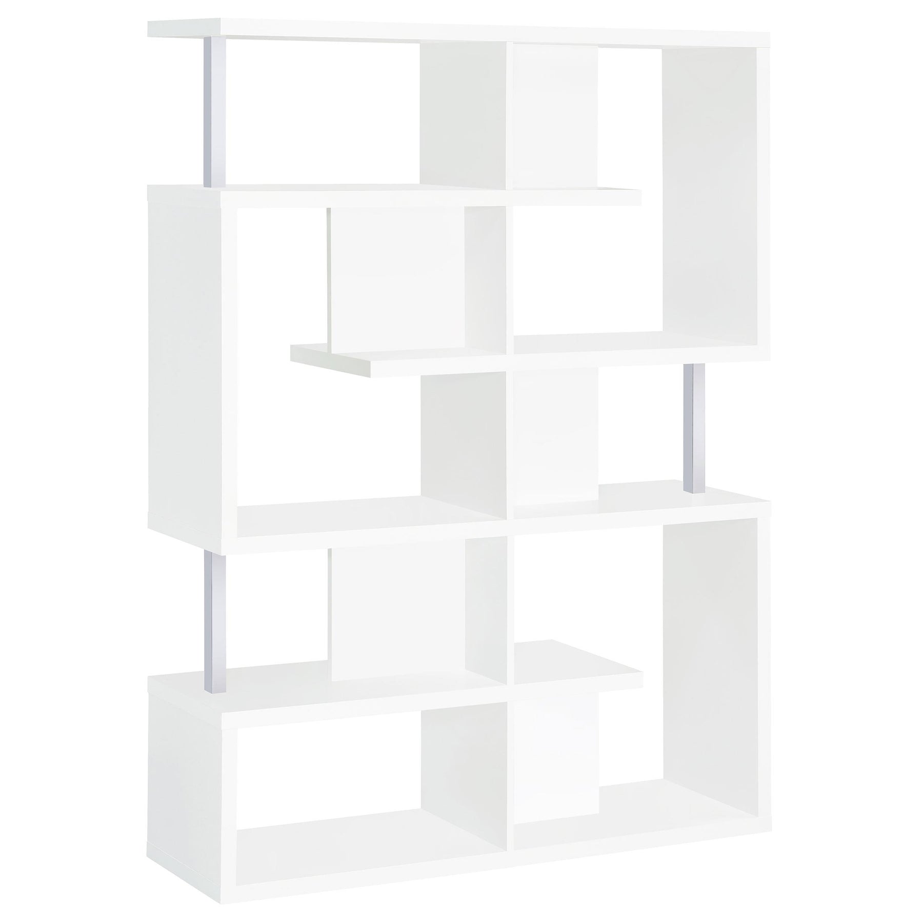 Hoover 5-tier Bookcase White and Chrome  Half Price Furniture