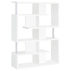 Hoover 5-tier Bookcase White and Chrome Half Price Furniture