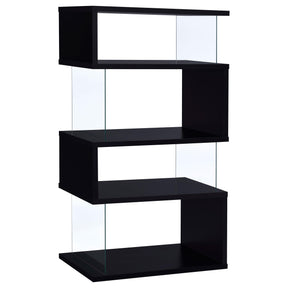 Emelle 4-tier Bookcase Black and Clear Half Price Furniture