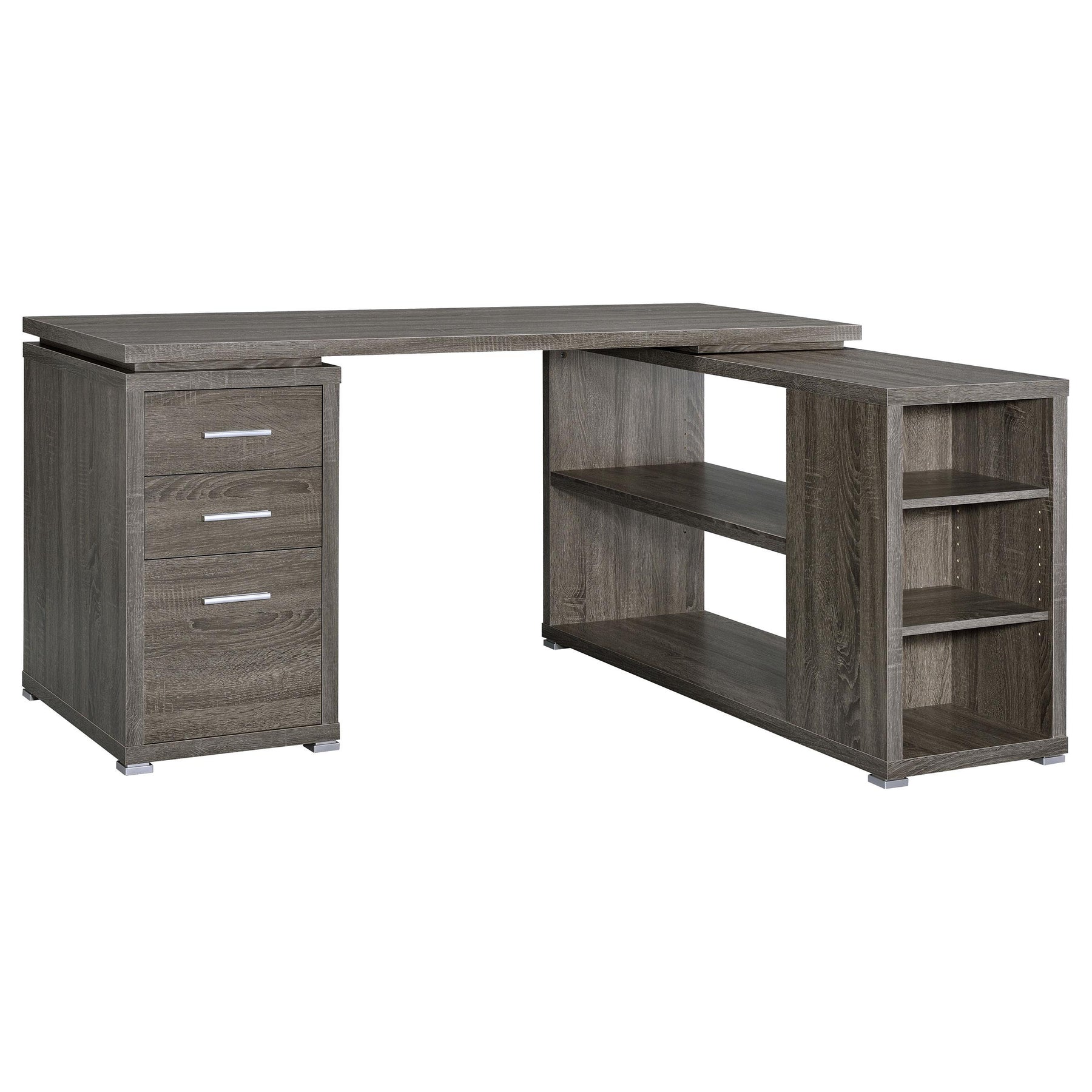 Yvette L-shape Office Desk Weathered Grey Half Price Furniture