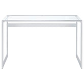 Hartford Glass Top Writing Desk Chrome Half Price Furniture