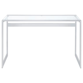 Hartford Glass Top Writing Desk Chrome Half Price Furniture