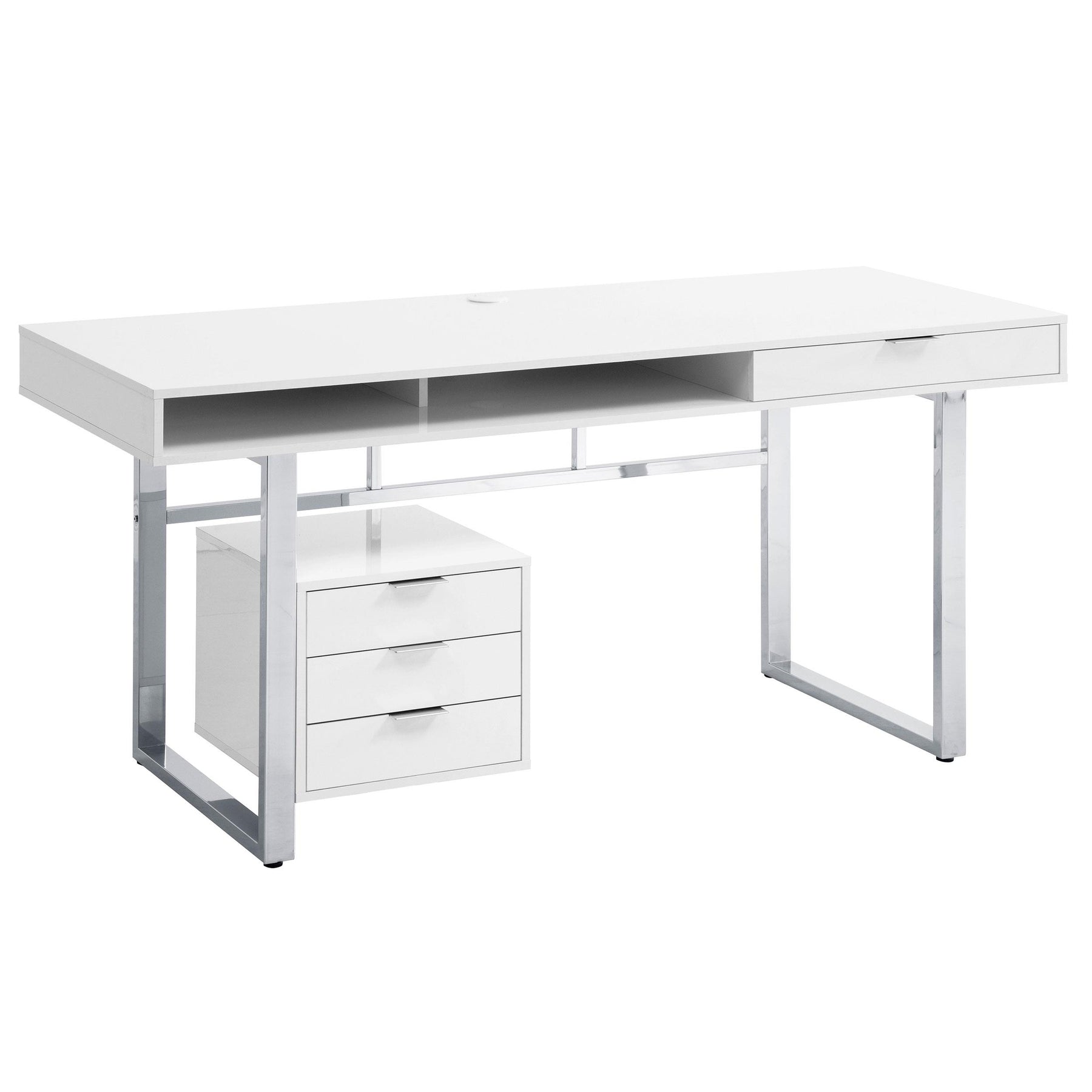 Whitman 4-drawer Writing Desk Glossy White Half Price Furniture