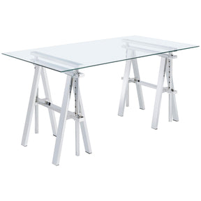 Statham Glass Top Adjustable Writing Desk Clear and Chrome Half Price Furniture