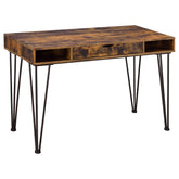 Olvera 1-drawer Writing Desk Antique Nutmeg and Dark Bronze Half Price Furniture