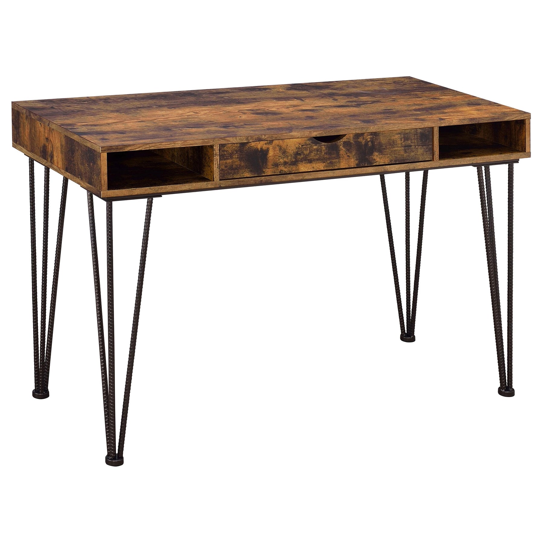 Olvera 1-drawer Writing Desk Antique Nutmeg and Dark Bronze Half Price Furniture