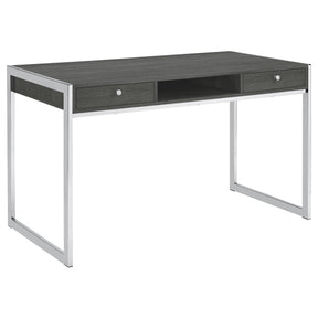 Wallice 2-drawer Writing Desk Weathered Grey and Chrome Half Price Furniture