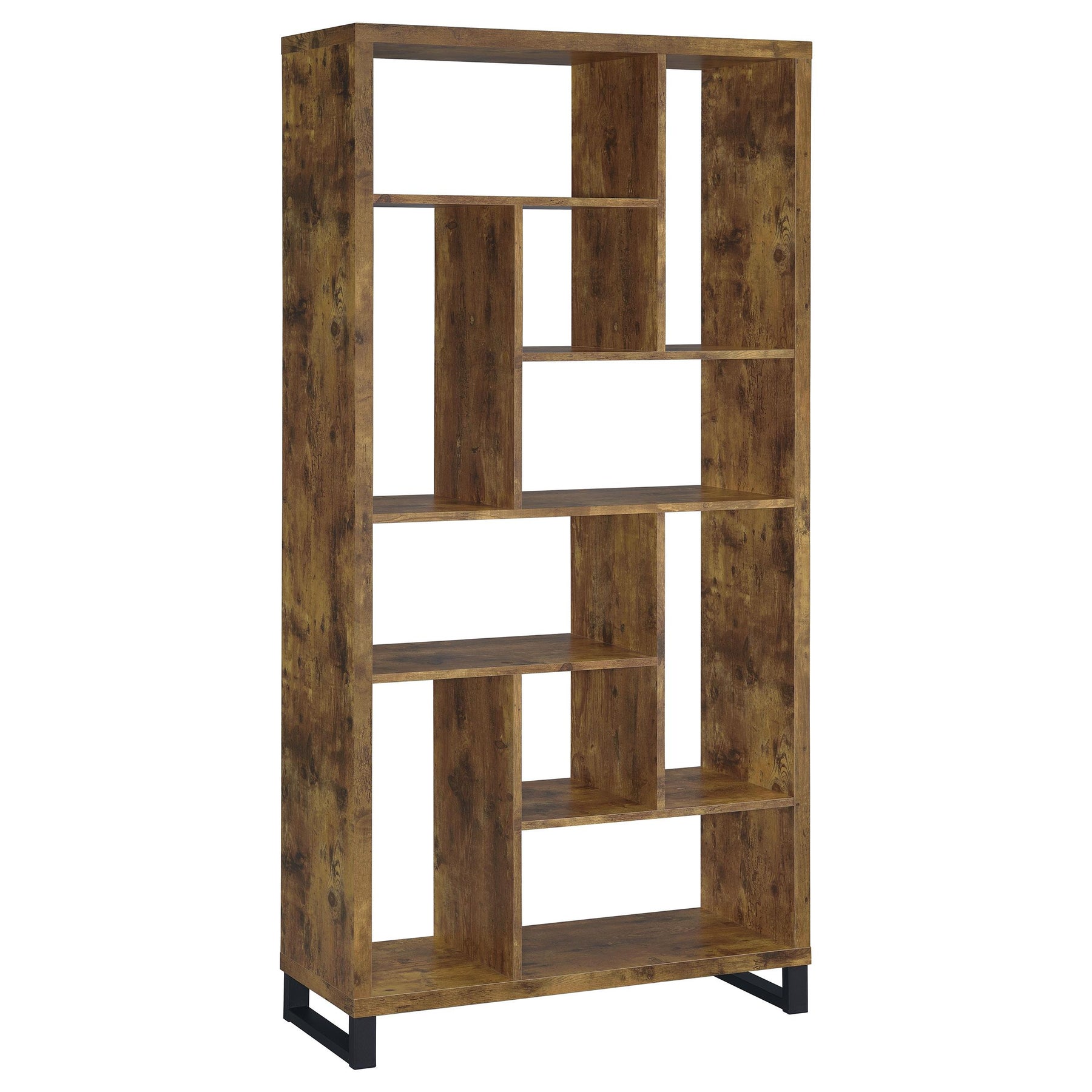 Delwin 10-shelf Bookcase Antique Nutmeg Half Price Furniture