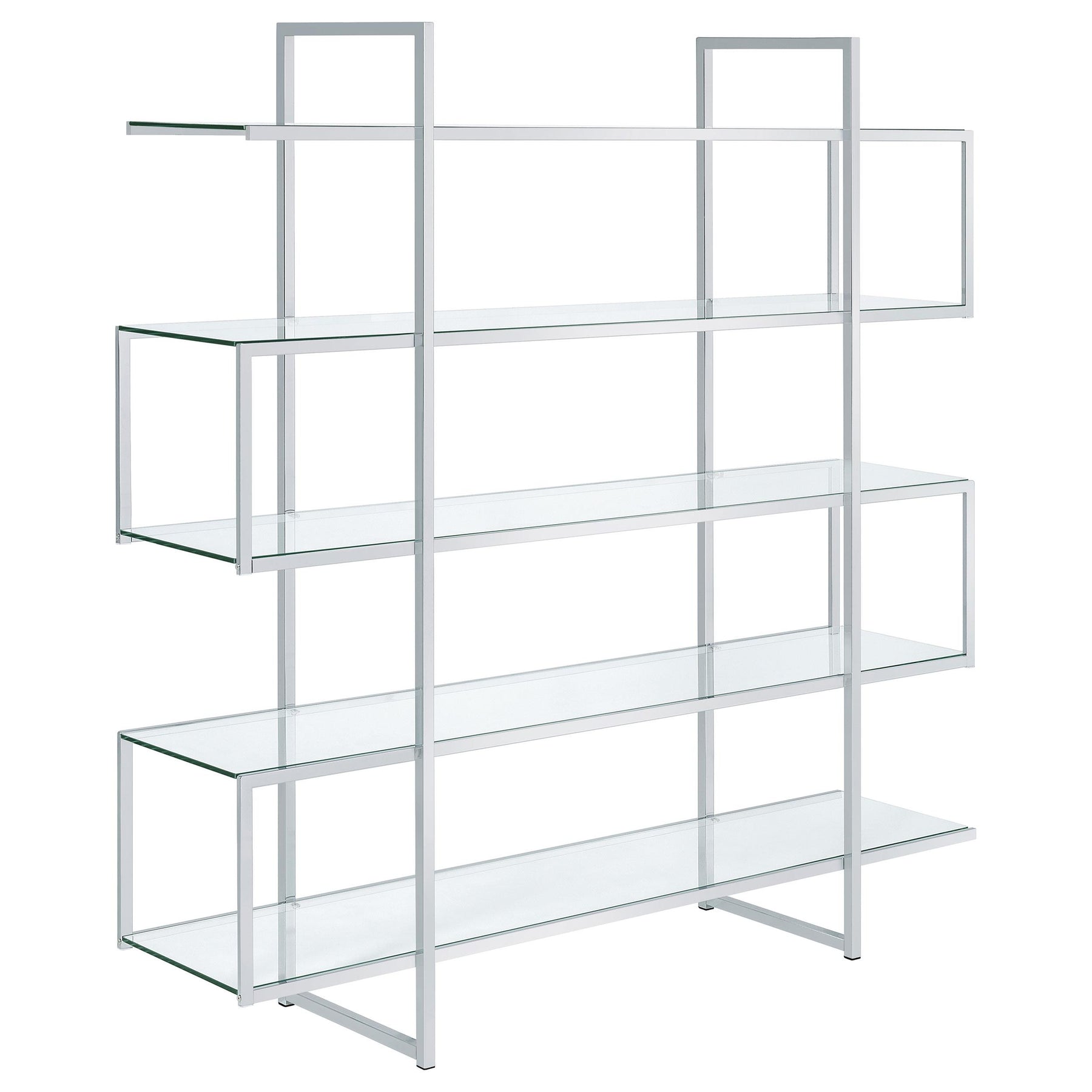 Elmer 5-shelf Bookcase Chrome and Clear Half Price Furniture