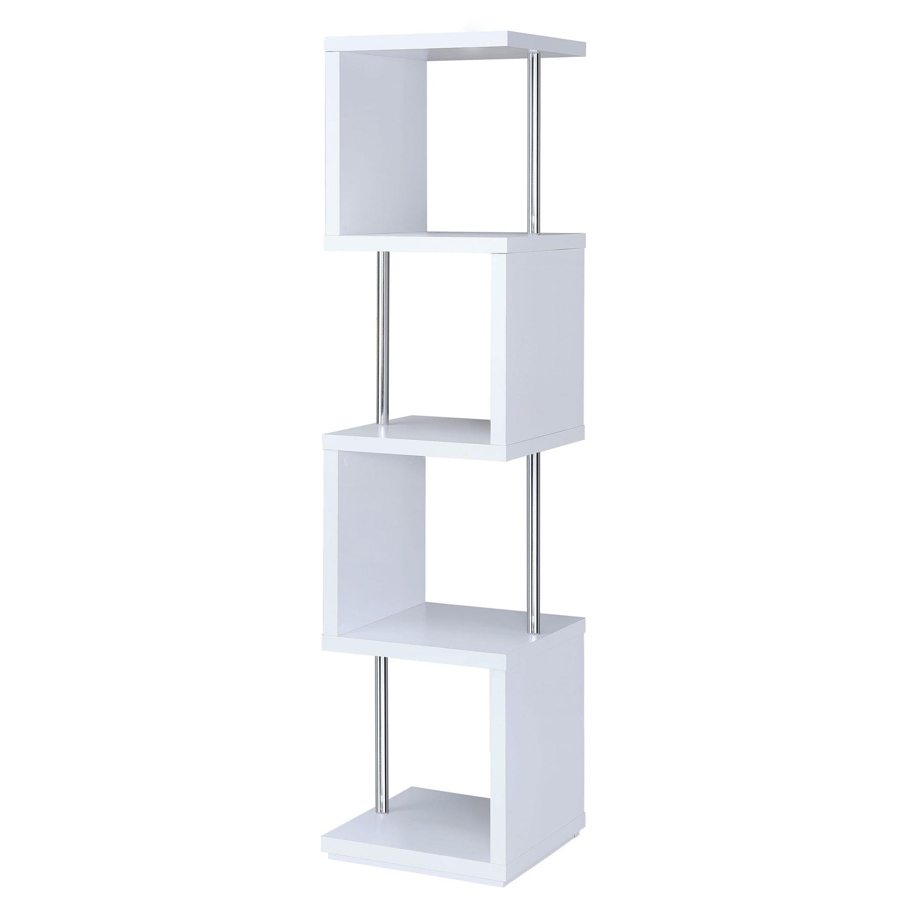 Baxter 4-shelf Bookcase White and Chrome Half Price Furniture