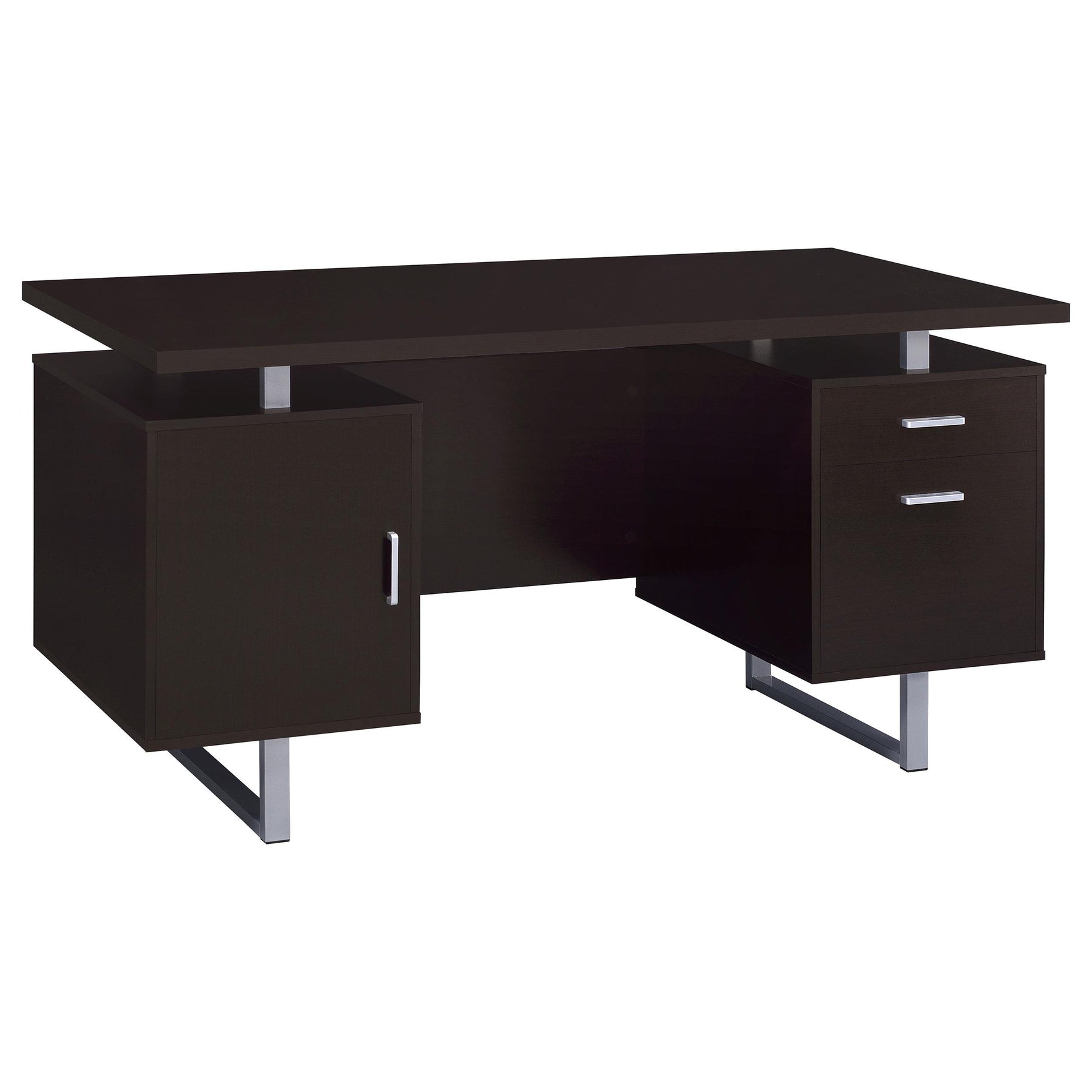 Lawtey Rectangular Storage Office Desk Cappuccino Half Price Furniture