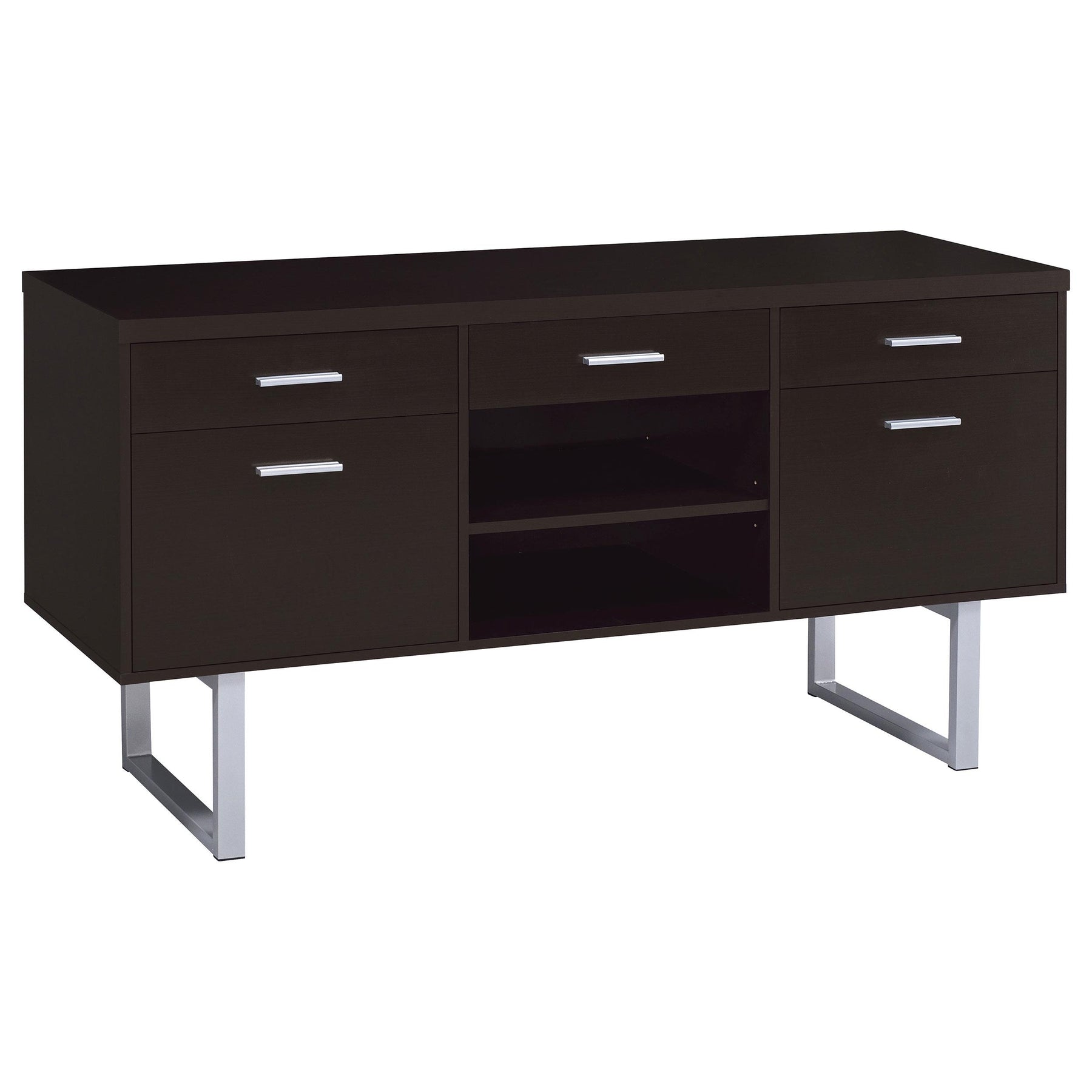 Lawtey 5-drawer Credenza with Adjustable Shelf Cappuccino Half Price Furniture