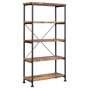 Analiese 4-shelf Bookcase Antique Nutmeg Half Price Furniture