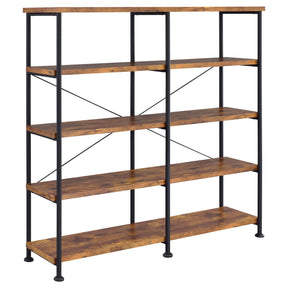 Analiese 4-shelf Open Bookcase Antique Nutmeg Half Price Furniture