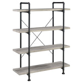 Delray 4-tier Open Shelving Bookcase Grey Driftwood and Black Half Price Furniture