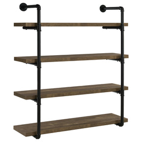 Elmcrest 40-inch Wall Shelf Black and Rustic Oak Half Price Furniture