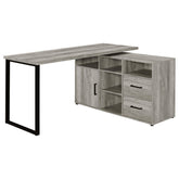 Hertford L-shape Office Desk with Storage Grey Driftwood Half Price Furniture