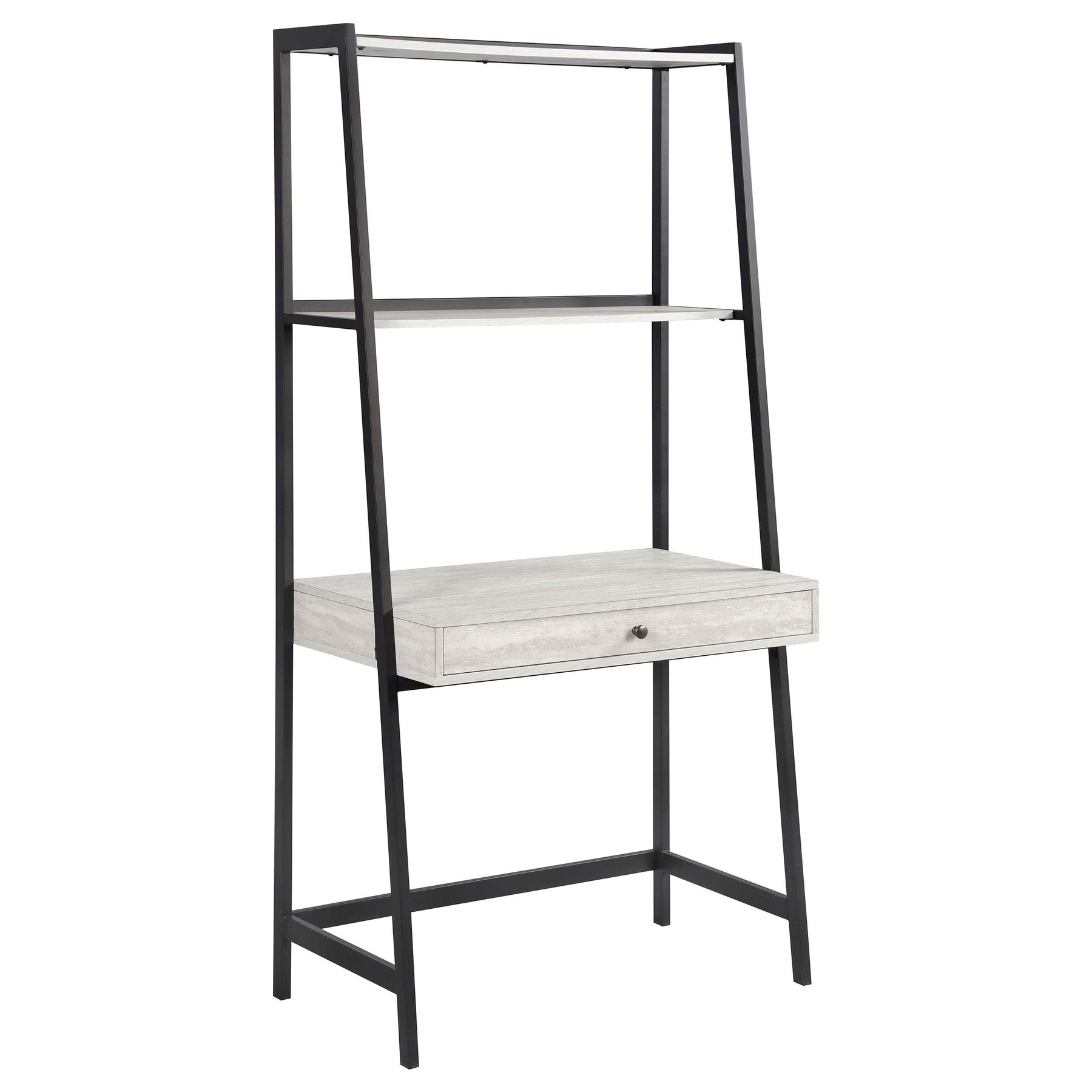 Pinckard 1-drawer Ladder Desk Grey Stone and Black Half Price Furniture