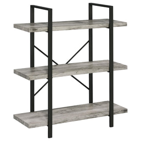 Cole 3-Shelf Bookcase Grey Driftwood and Gunmetal Half Price Furniture