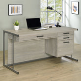 Loomis 4-drawer Rectangular Office Desk Whitewashed Grey and Gunmetal Half Price Furniture