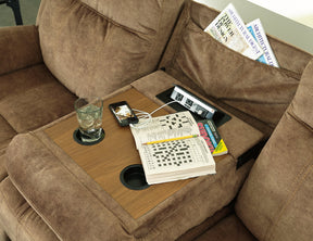 Huddle-Up Reclining Sofa with Drop Down Table - Half Price Furniture