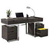 Noorvik 3-piece Writing Desk Set Dark Oak and Chrome Half Price Furniture