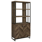 Millbrook 2-door Bookcase Rustic Oak Herringbone and Gunmetal Half Price Furniture