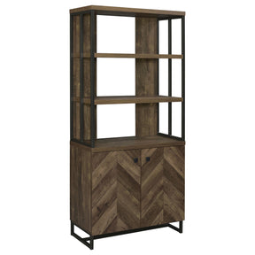 Millbrook 2-door Bookcase Rustic Oak Herringbone and Gunmetal Half Price Furniture