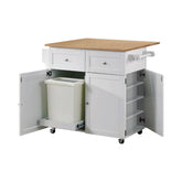 Jalen 3-door Kitchen Cart with Casters Natural Brown and White Half Price Furniture