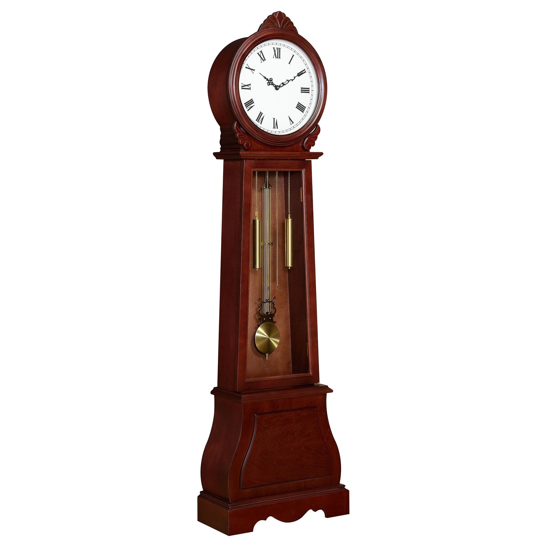 Narcissa Grandfather Clock with Chime Brown Red Half Price Furniture