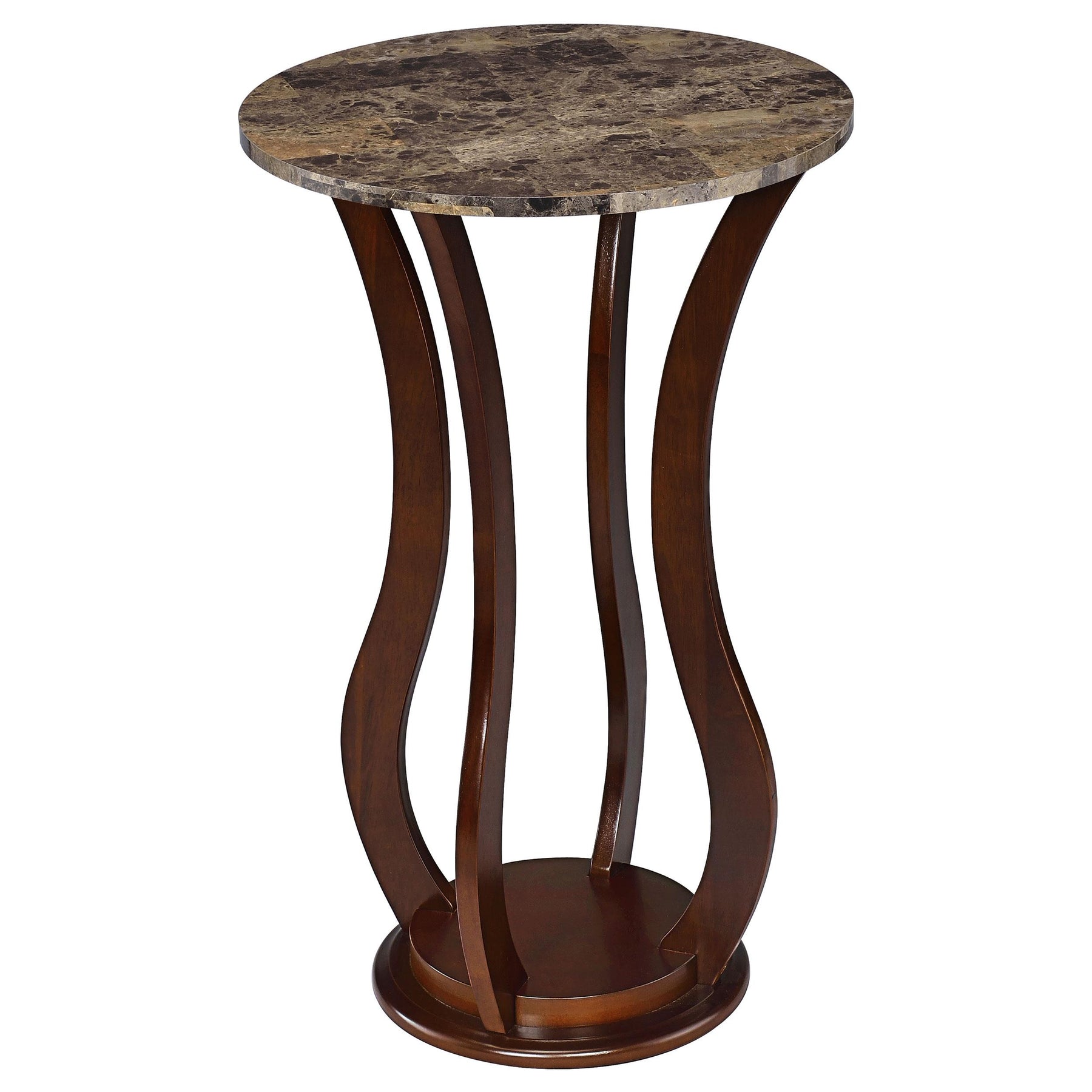 Elton Round Marble Top Accent Table Brown  Half Price Furniture