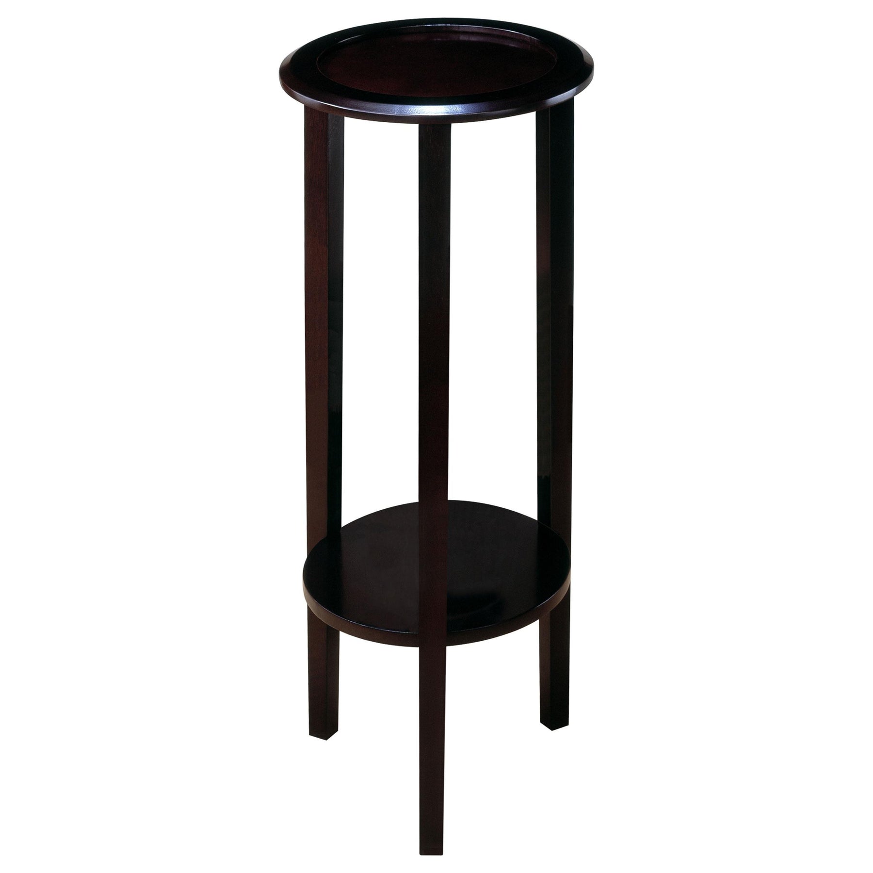 Kirk Round Accent Table with Bottom Shelf Espresso Half Price Furniture