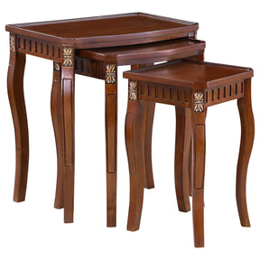 Daphne 3-piece Curved Leg Nesting Tables Warm Brown Half Price Furniture