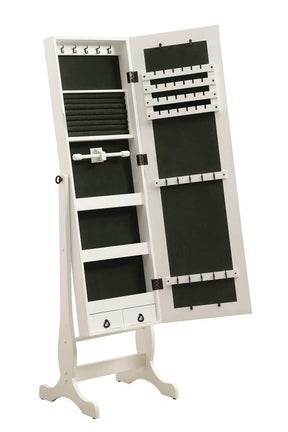 Batista Jewelry Cheval Mirror with Drawers White Half Price Furniture