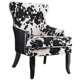 Trea Cowhide Print Accent Chair Black and White Half Price Furniture