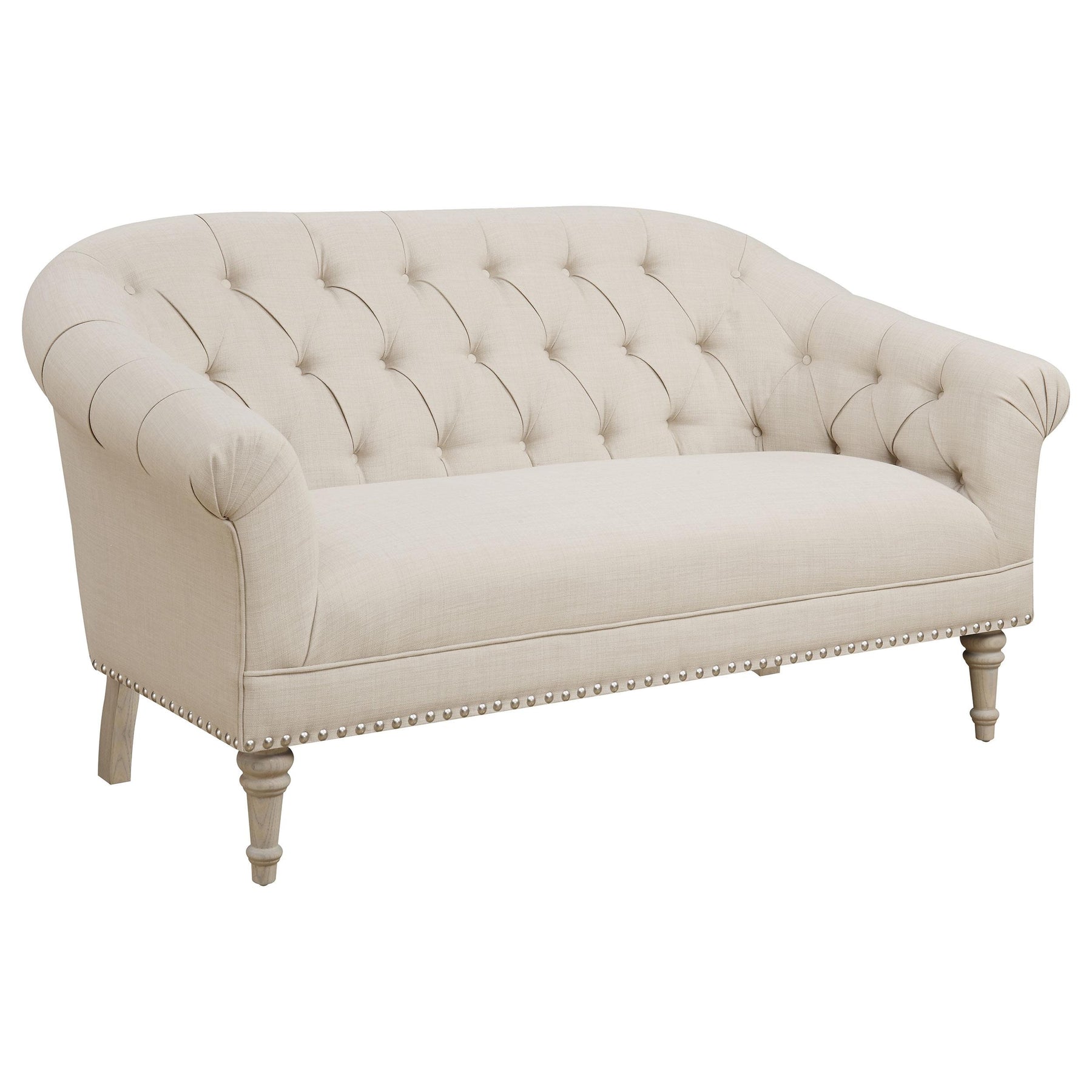 Billie Tufted Back Settee with Roll Arm Natural Half Price Furniture