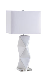 Camie Geometric Ceramic Base Table Lamp White Half Price Furniture