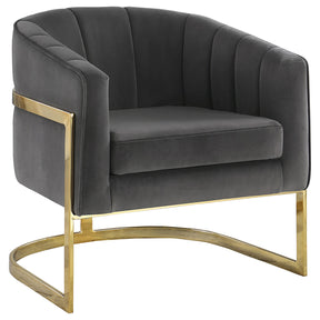 Joey Tufted Barrel Accent Chair Dark Grey and Gold Half Price Furniture