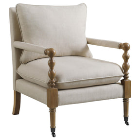 Dempsy Upholstered Accent Chair with Casters Beige Half Price Furniture