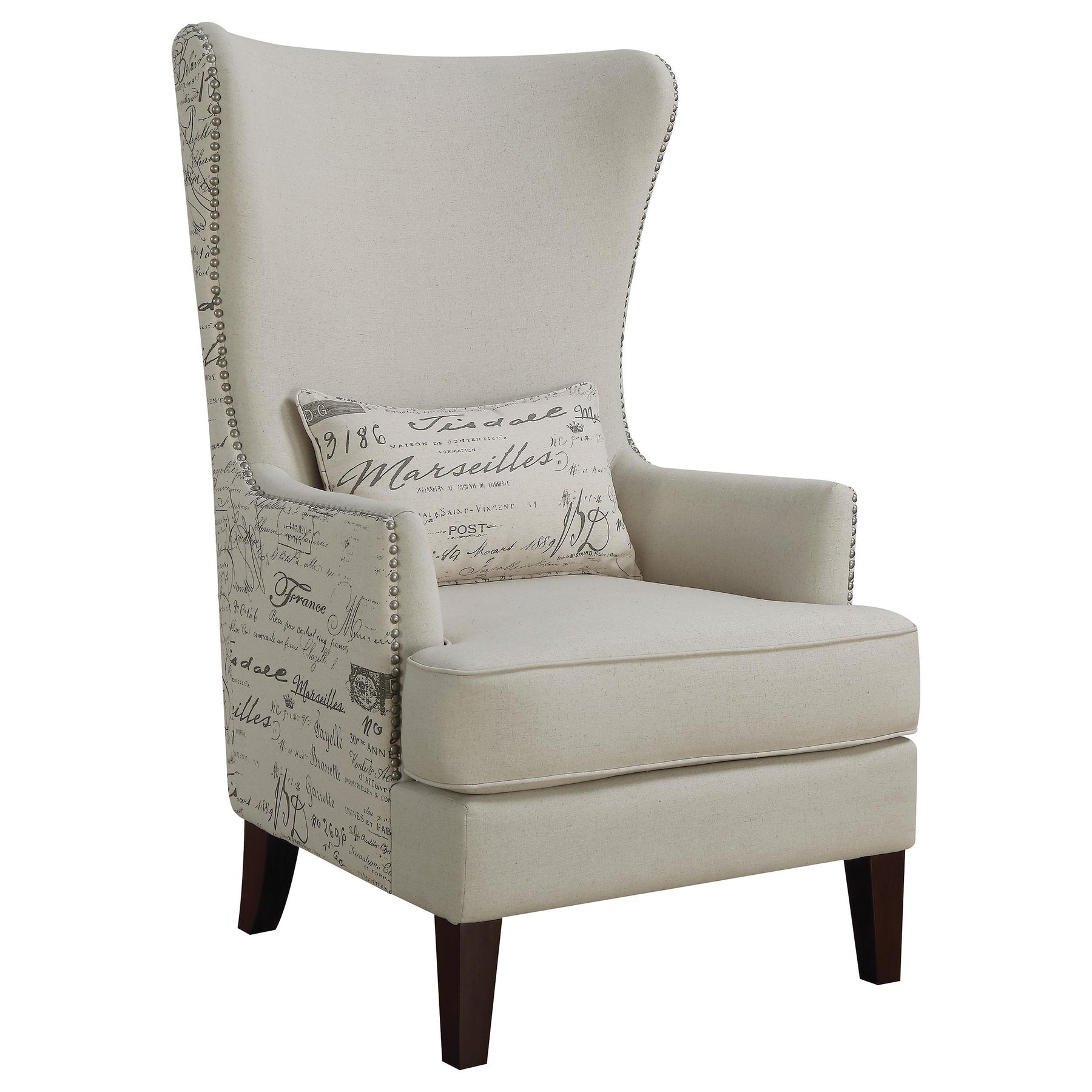 Pippin Curved Arm High Back Accent Chair Cream Half Price Furniture