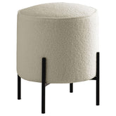 Basye Round Upholstered Ottoman Beige and Matte Black Half Price Furniture