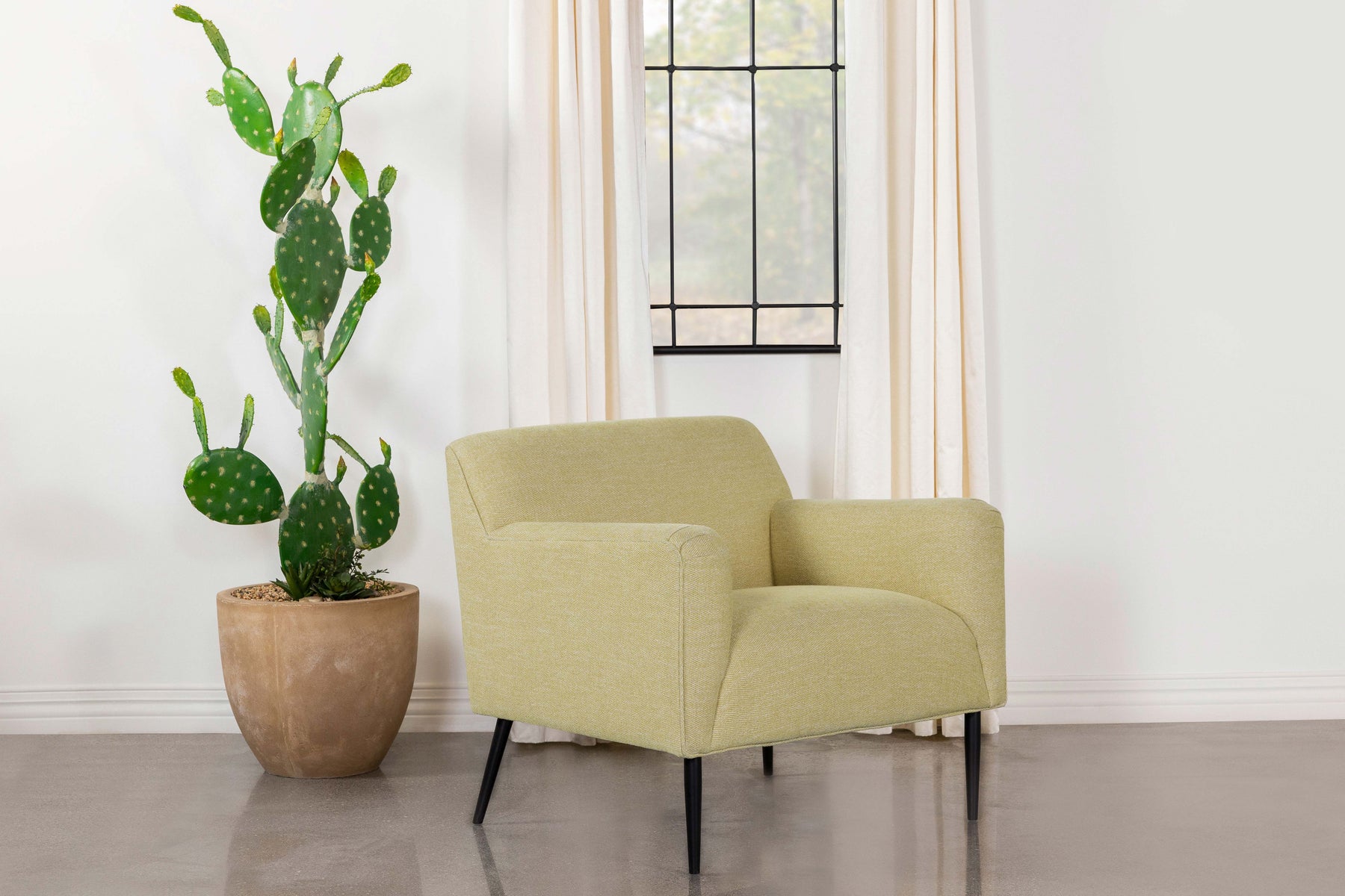 Darlene Upholstered Track Arms Accent Chair Lemon Half Price Furniture