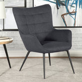 Isla Upholstered Flared Arms Accent Chair with Grid Tufted Half Price Furniture