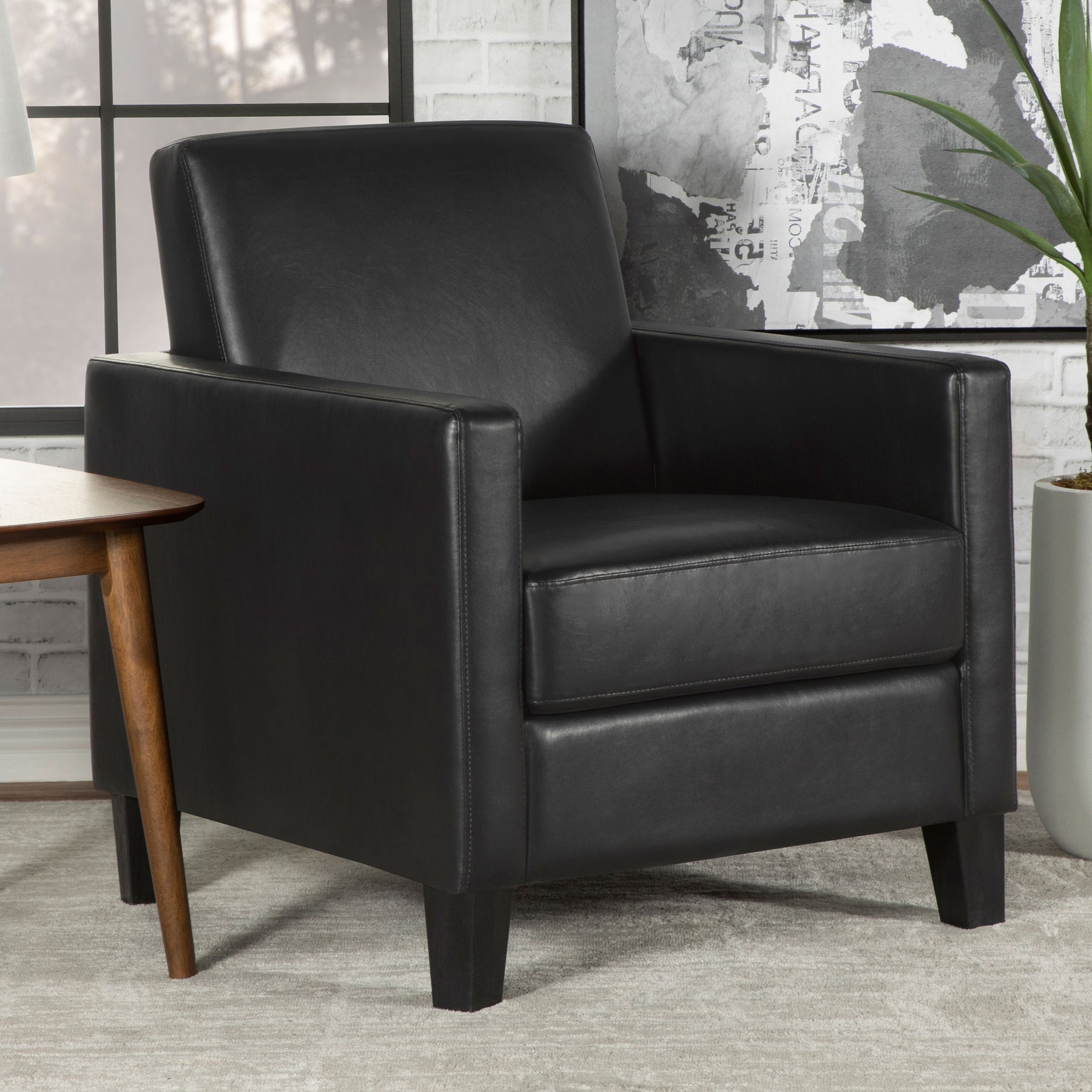 Julio Upholstered Accent Chair with Track Arms Black Half Price Furniture