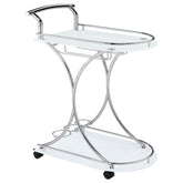 Elfman 2-shelve Serving Cart Chrome and White Half Price Furniture