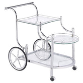 Sarandon 3-tier Serving Cart Chrome and Clear Half Price Furniture