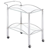 Shadix 2-tier Serving Cart with Glass Top Chrome and Clear Half Price Furniture